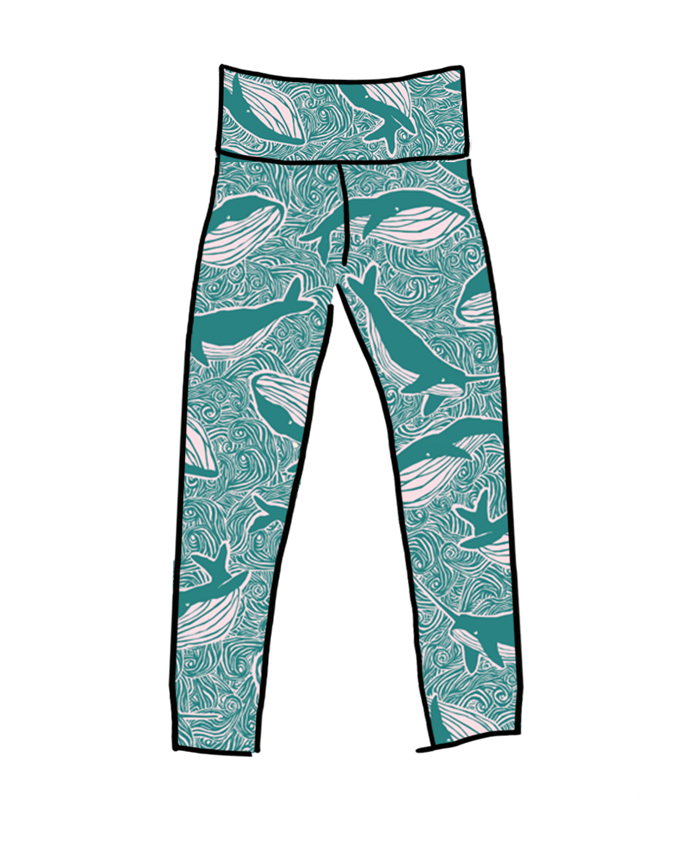 High Rise Leggings Marine Whales