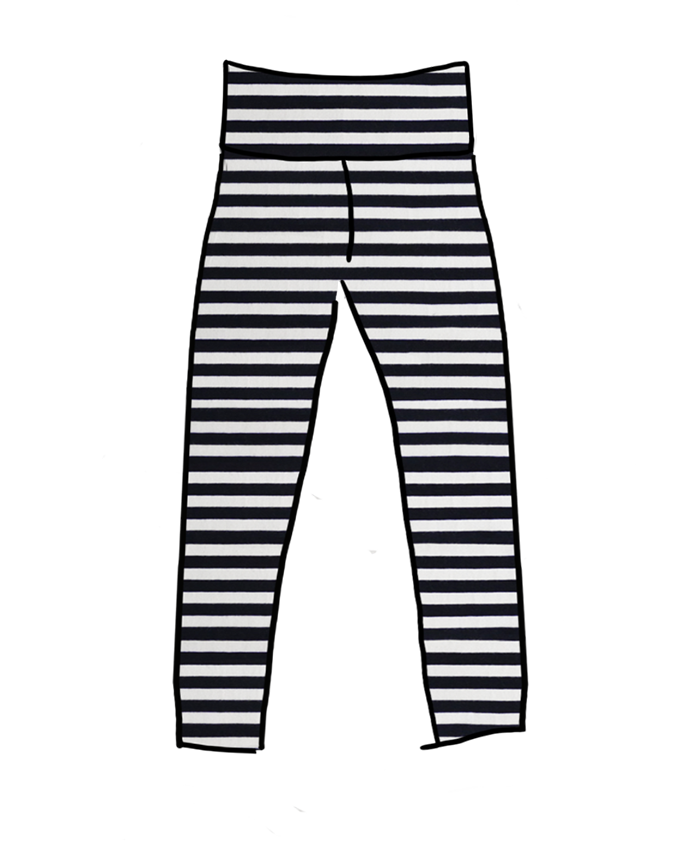 High Rise Leggings Black and White Stripe