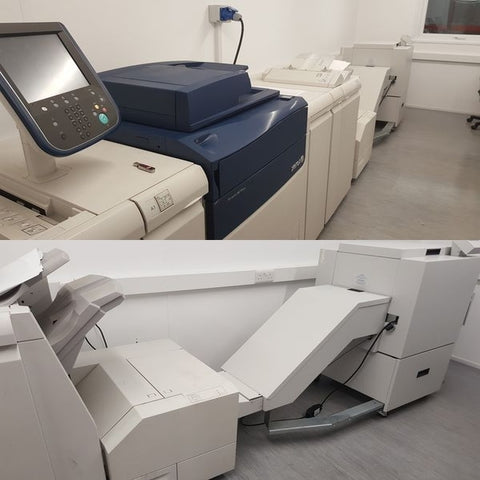 Our Xerox printer with full bookmaking function 3 knife trim