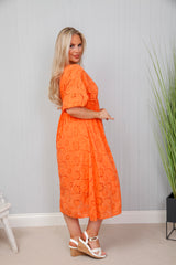 Broderie Anglaise Dress Orange
