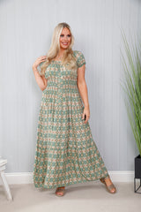 Aztec Allure Dress Moss Green