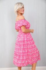 Ditsy Animal Print Dress Petal Pink
