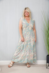 Ditsy Speckled Maxi Dress Turquoise