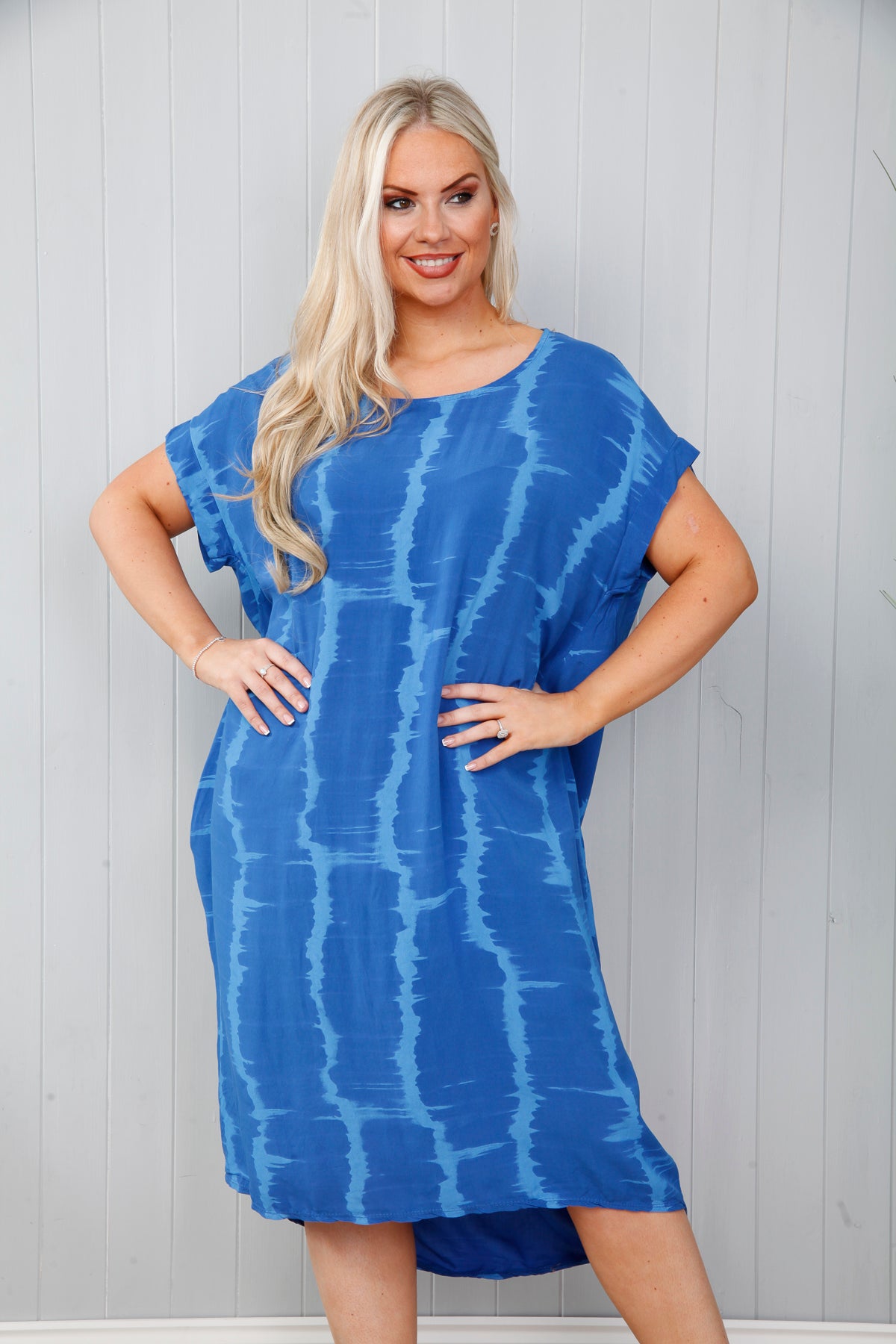 Royal Blue Chrissy Tie Die Dress