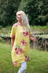 lemon linen tunic dress