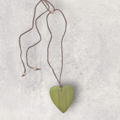 Wooden Heart Necklace Apple Green