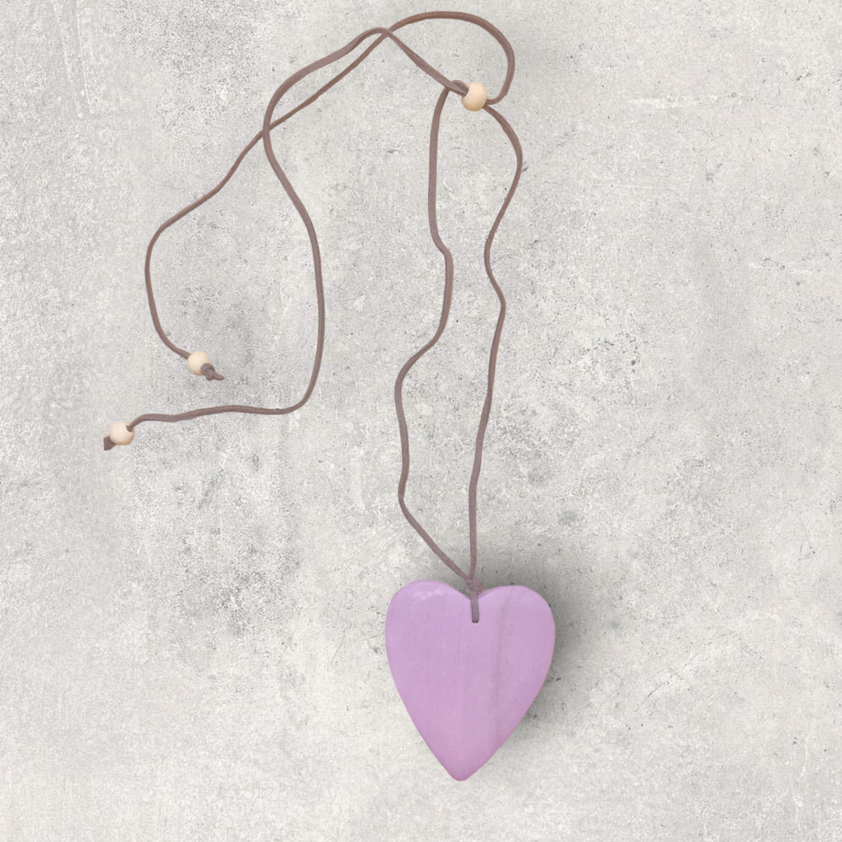 Wooden Heart Necklace Lavender