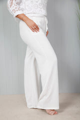 Crinkle Wide Leg Trouser White