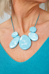 Marble Pendant Necklace Aqua