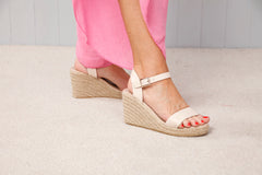 Woven Wedge Sandals Nude