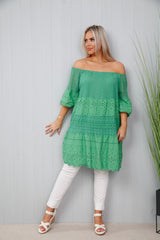 Emerald Lace Cotton Tunic