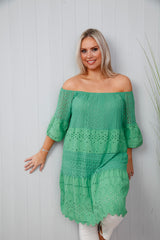 Emerald Lace Cotton Tunic
