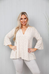 Ditsy Flowered Top Pale Grey