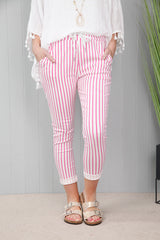 Striped Magic Pants Pink/White