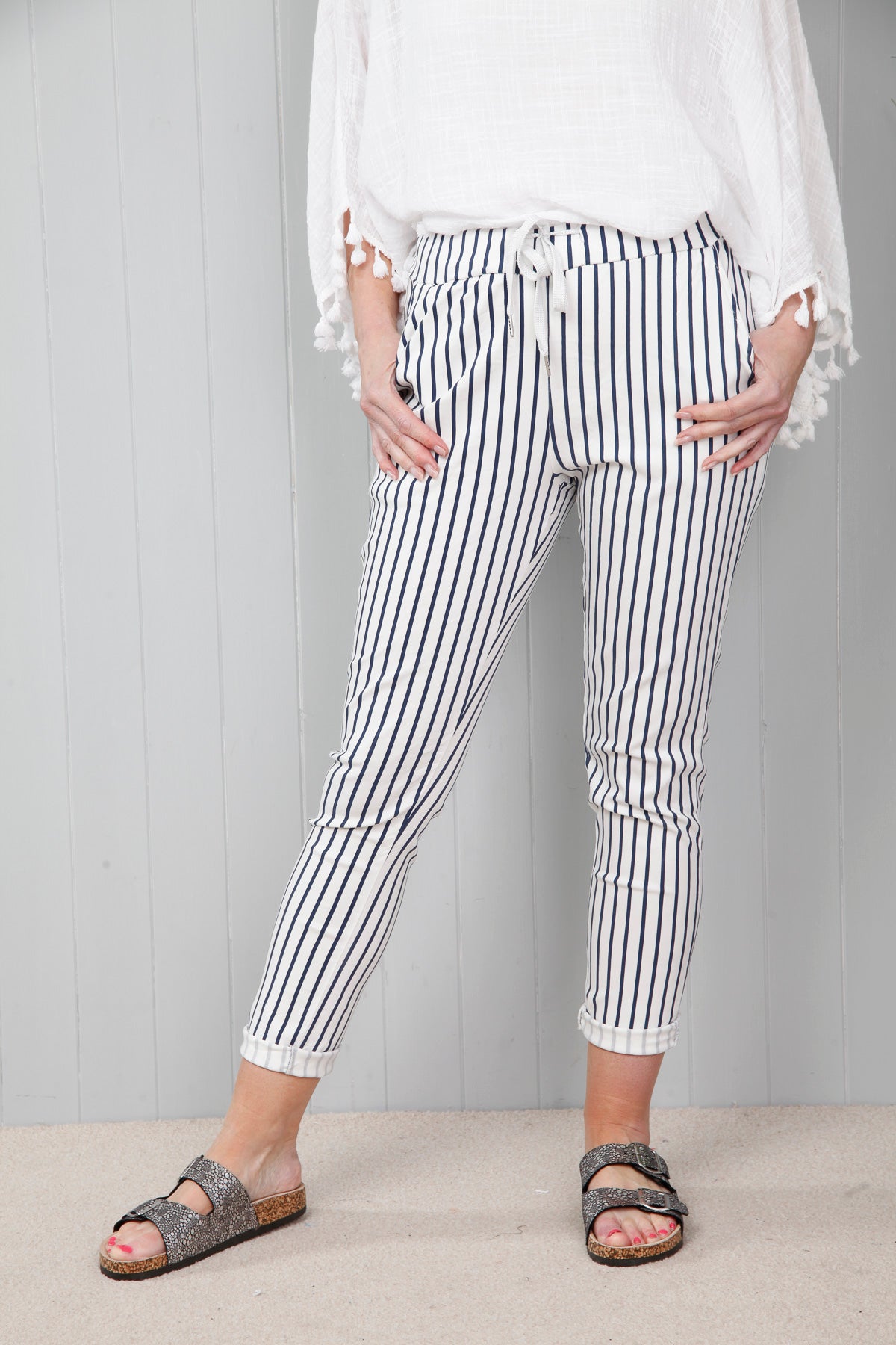 Striped Magic Pants Navy/White