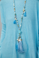 Star Tassel Necklace Blue Lagoon