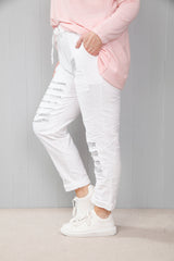 Curve Sequin Magic Pants White