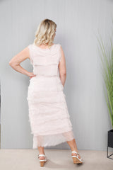 Silk Rosalie Ruffle Dress Blush Pink