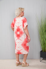 Tie Dye Twist Dress Coral