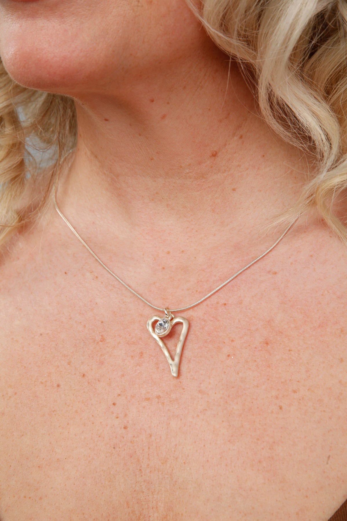 Twinkle Heart Necklace Pale Gold