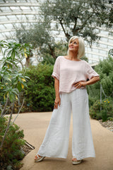 Linen Palazzo Pants White