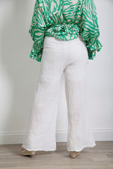 Crinkle Cotton Palazzo Trouser White - bestacaiberryselect