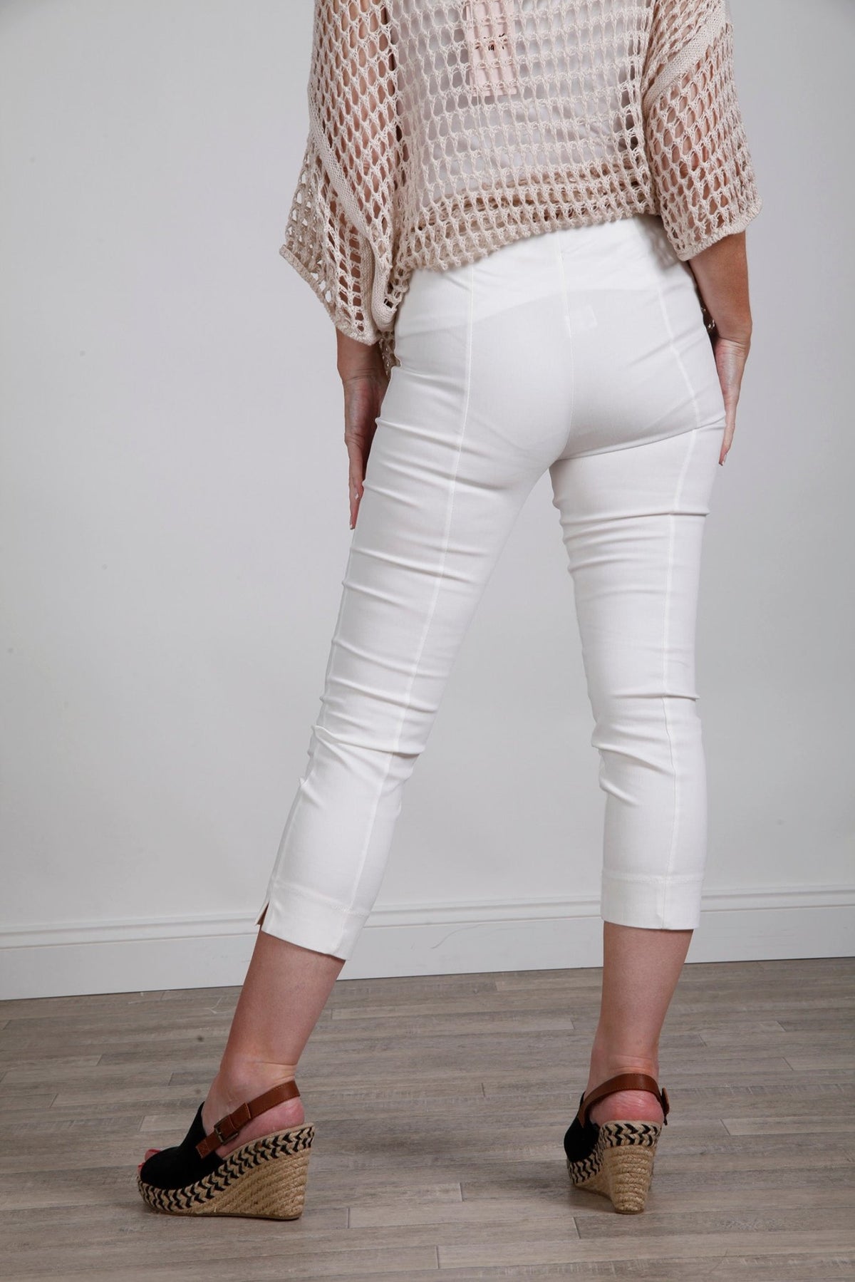 Cropped Stretch Trouser Off-White - bestacaiberryselect