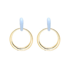 Pastel Blue Colour Block Hoop Earrings - bestacaiberryselect