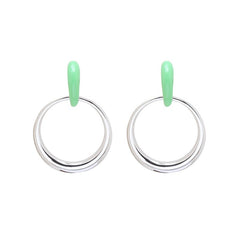 Pastel Green Colour Block Hoop Earrings - bestacaiberryselect