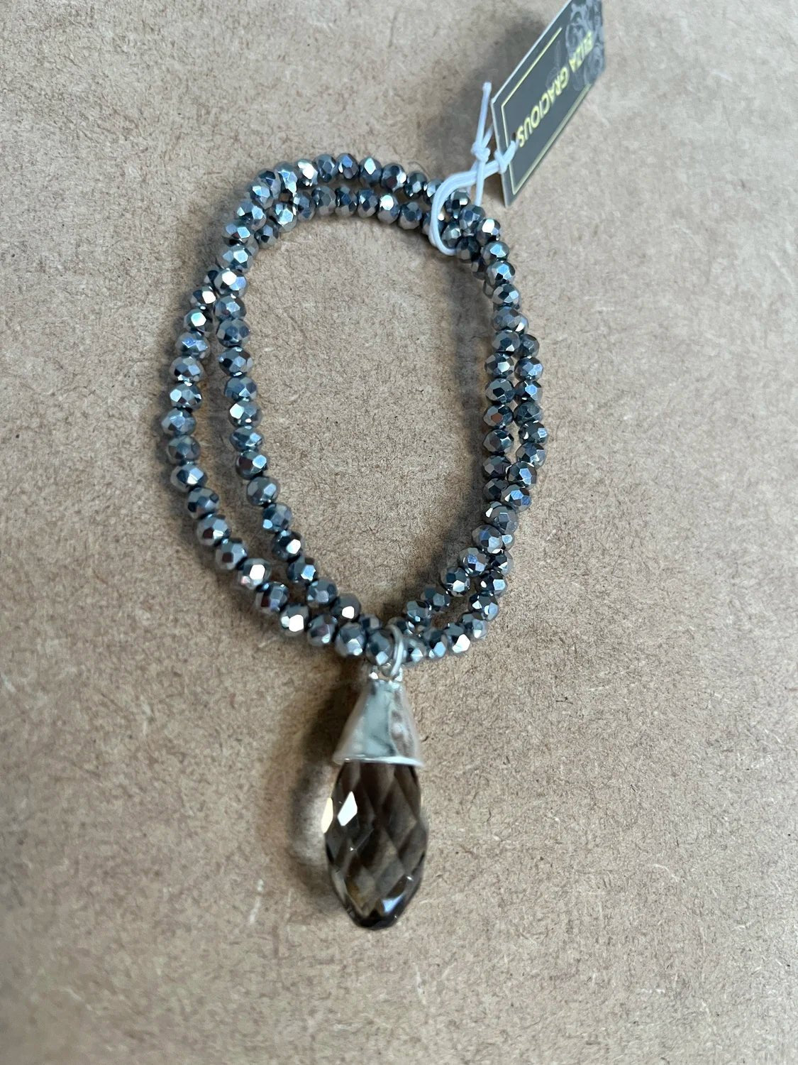 Silver Crystal Pendant Bracelet - bestacaiberryselect
