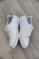 White & Rose Gold Quilted Trainers - bestacaiberryselect
