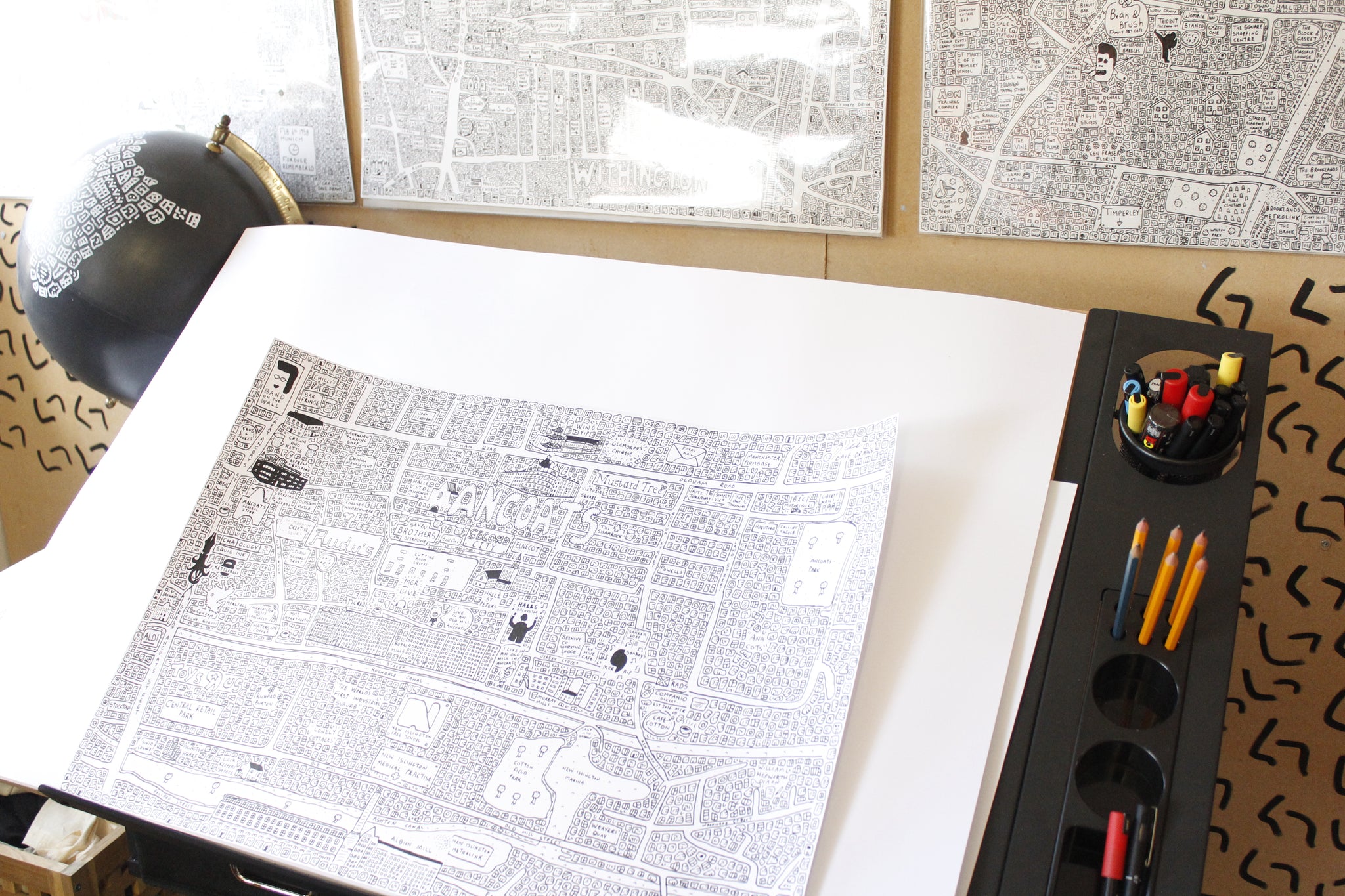 Dave Draws Hand Sketched Illustrated Ancoats Map Manchester