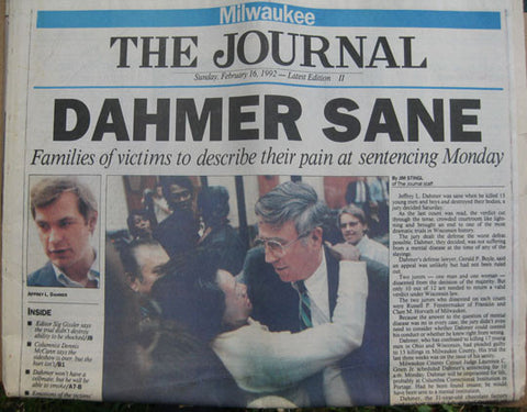 Image result for jeffrey dahmer sentenced newspaper articles 1992