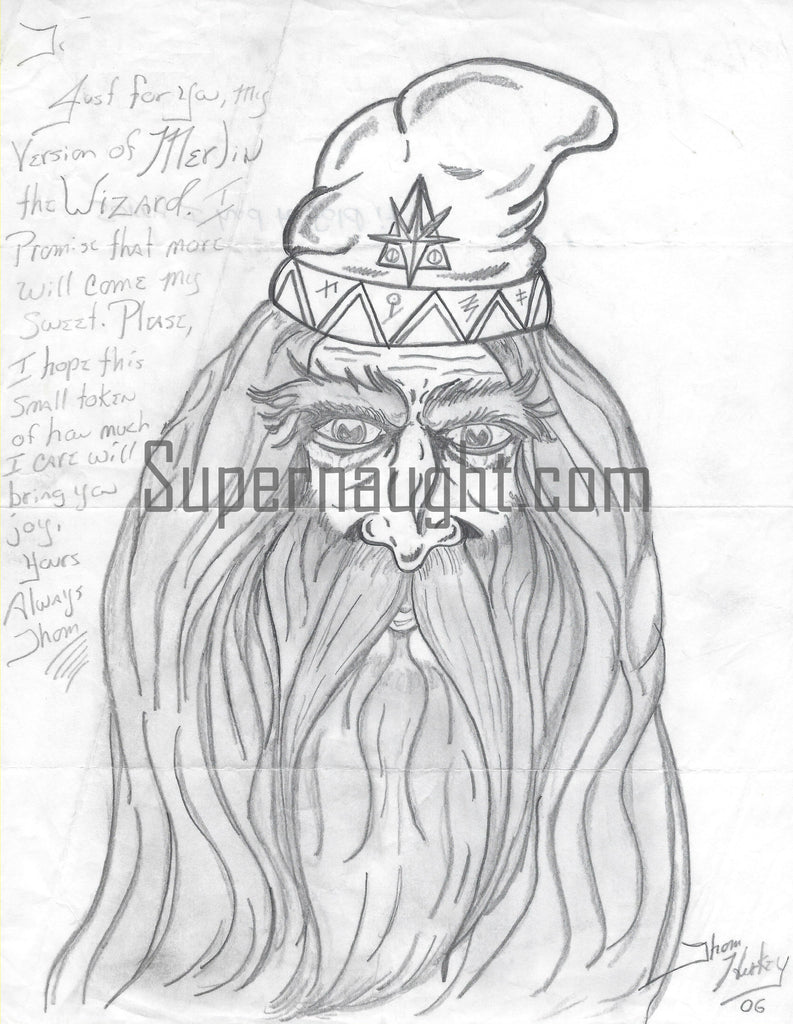 Thomas Huskey Signed Wizard Drawing Supernaught
