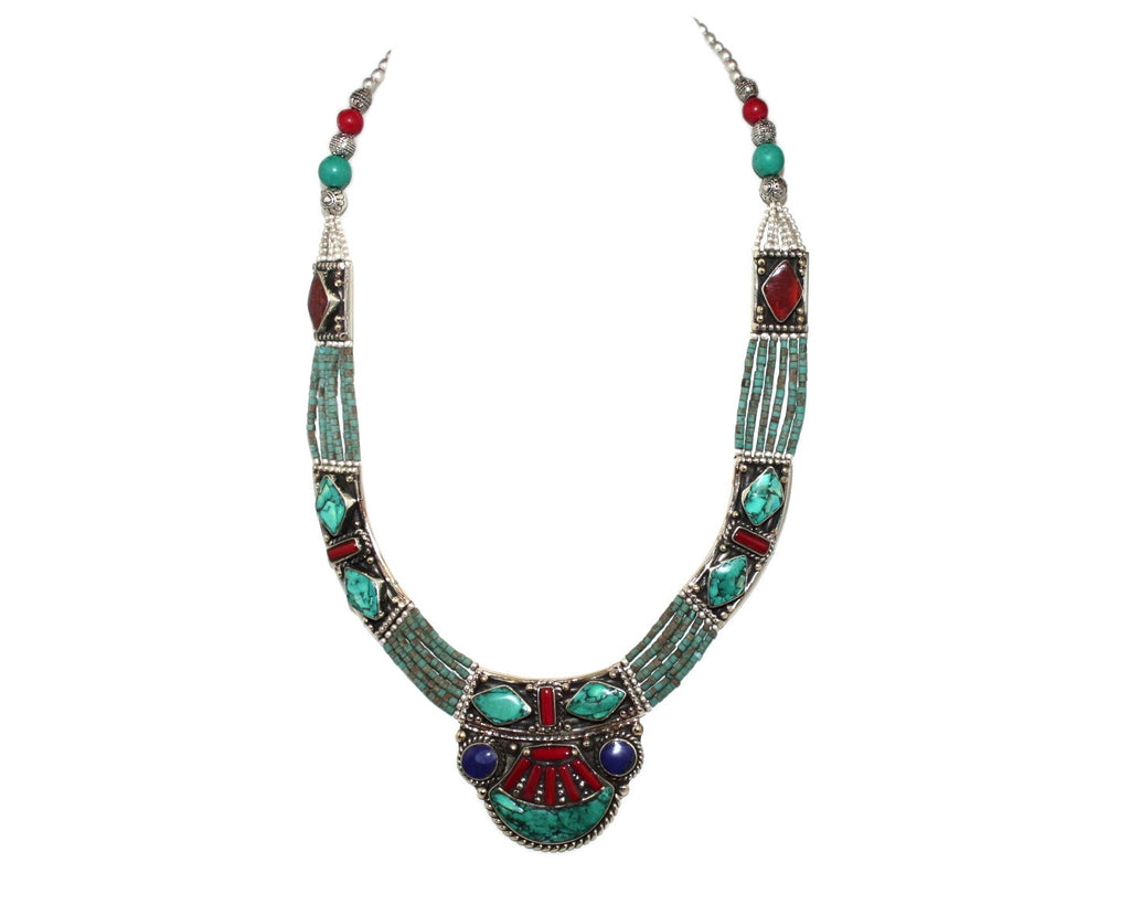 Lapis Coral Turquoise Handmade Tibet Necklace – Yaslai