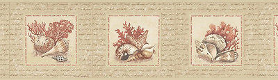 Brewster Tan/Coral Sea Shell Wallpaper Border - FDB07137 - Wallpaper for Less Murray