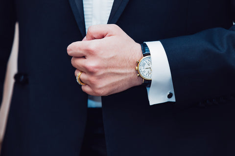 man in tuxedo with nice watch