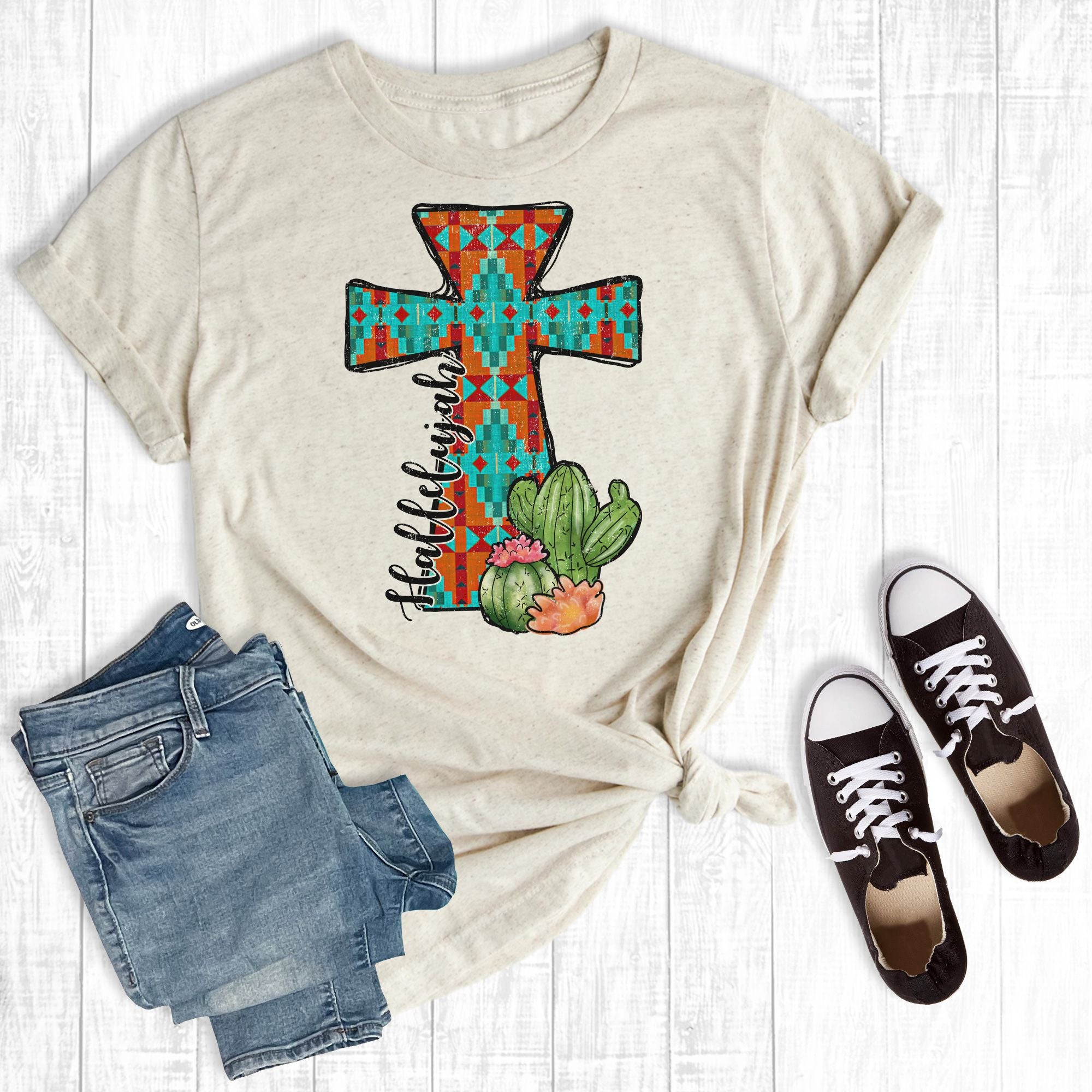 Aztec Cactus Cross Cream