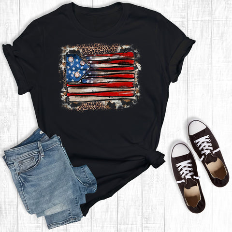 Baseball American Flag Black