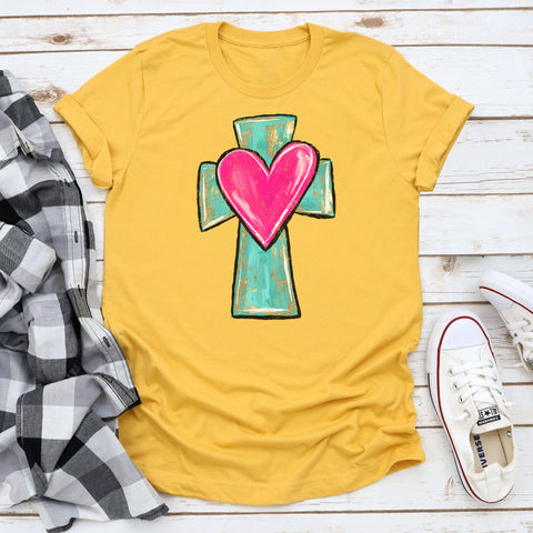 Valentine Heart Cross Mustard