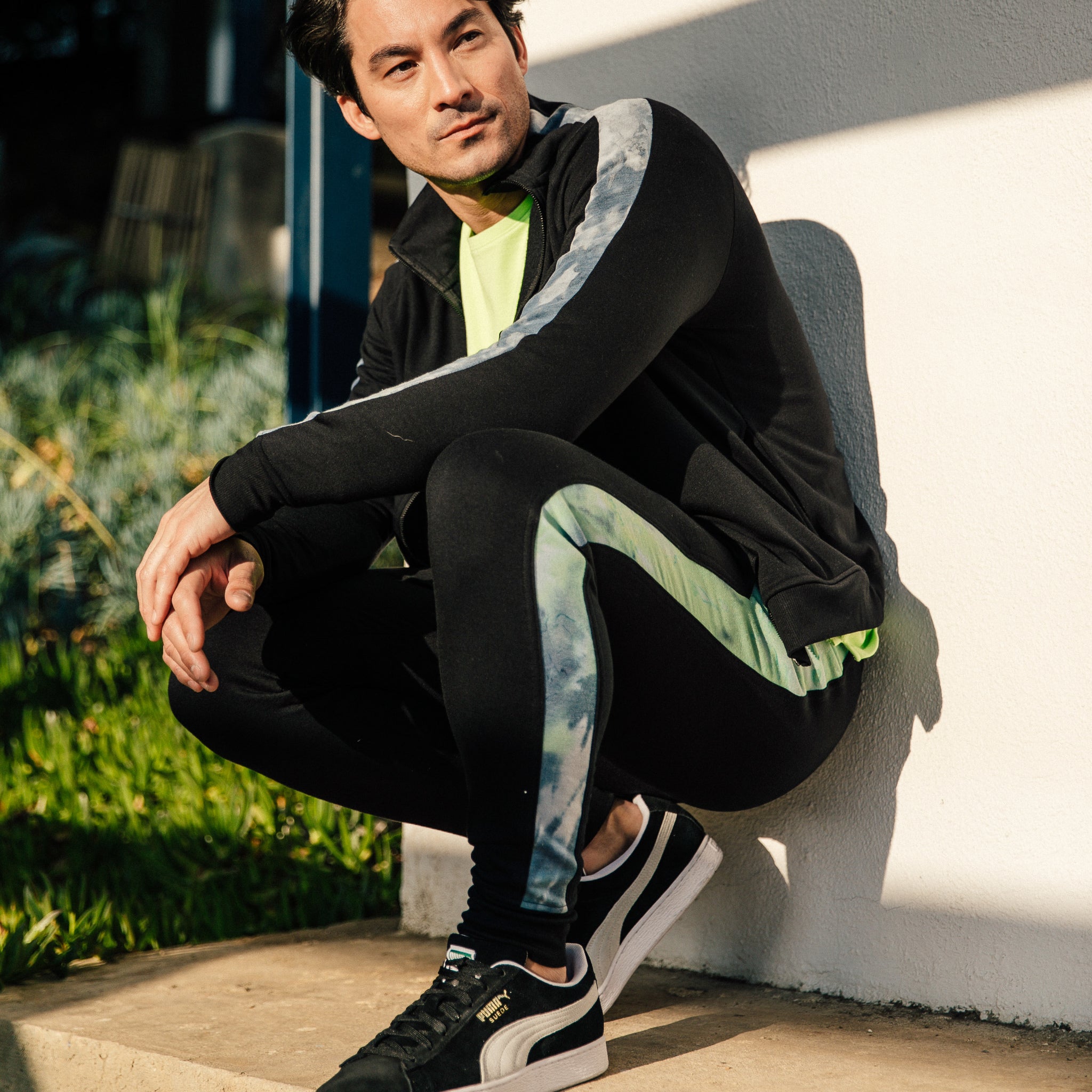 Max Track Jacket in Black-Lime Aurora