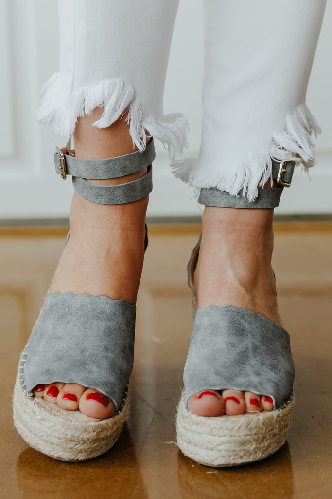 grey espadrille wedge