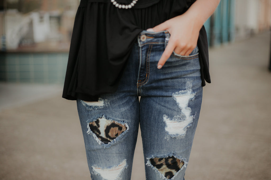 leopard print kancan jeans