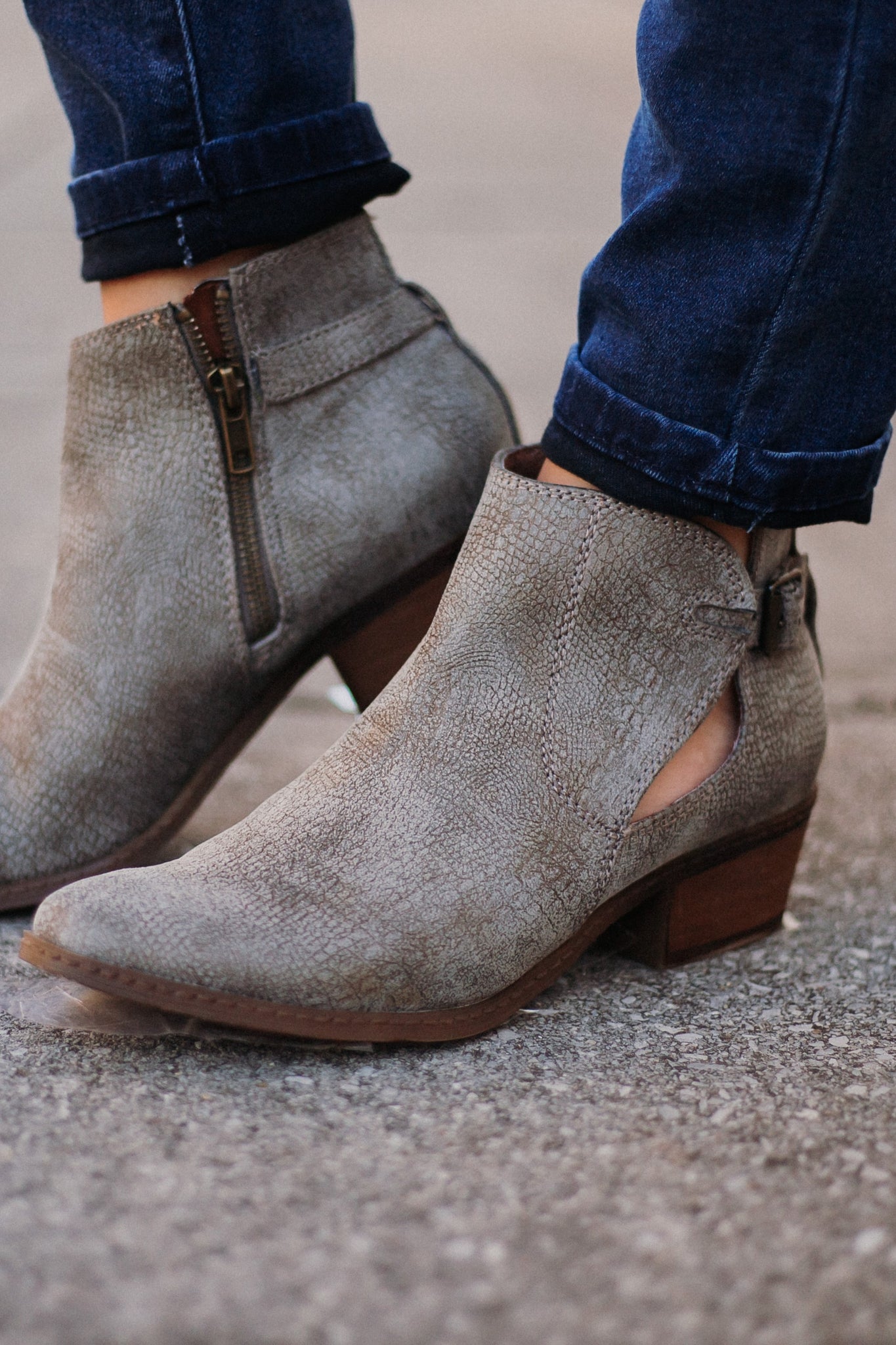 not rated grey booties