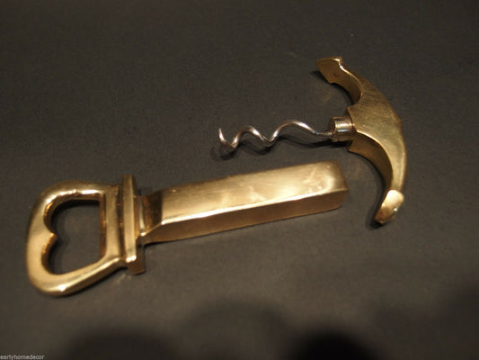 Vintage Brass Corkscrew Bottle Opener