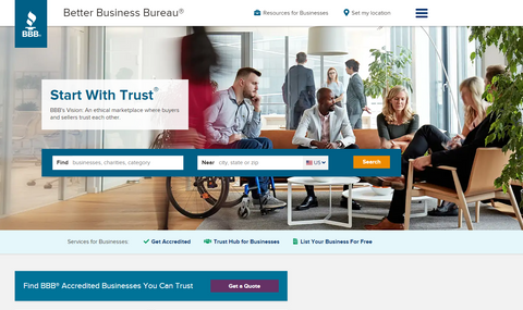The Better Business Bureau's website.