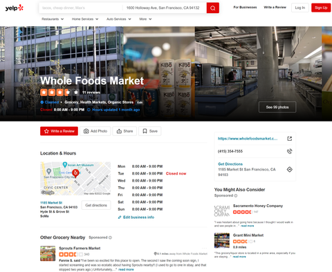 Screenshot of Yelp's website.