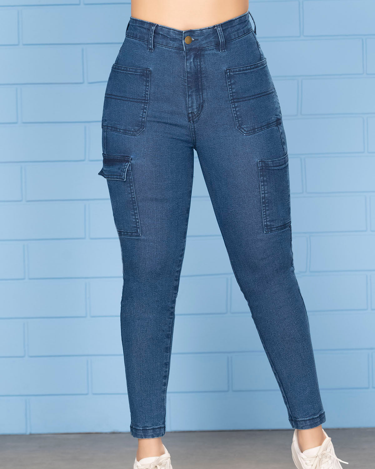 ▷ Ryocco Pantalón Talle Alto Jeans Azul, para Mujer ©
