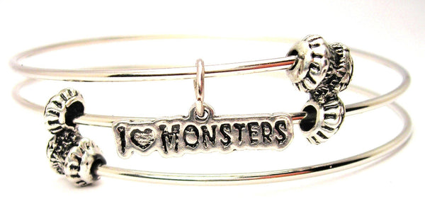 I Love Monsters Triple Style Expandable Bangle Bracelet