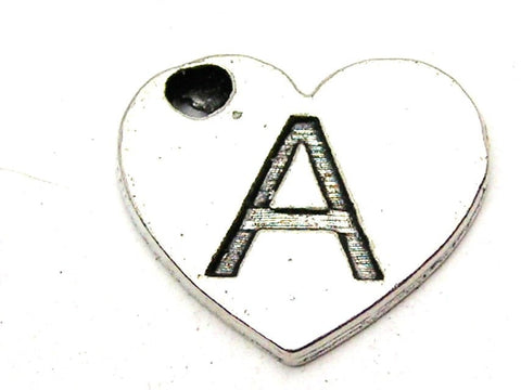 Heart Shaped Initial A Genuine American Pewter Charm